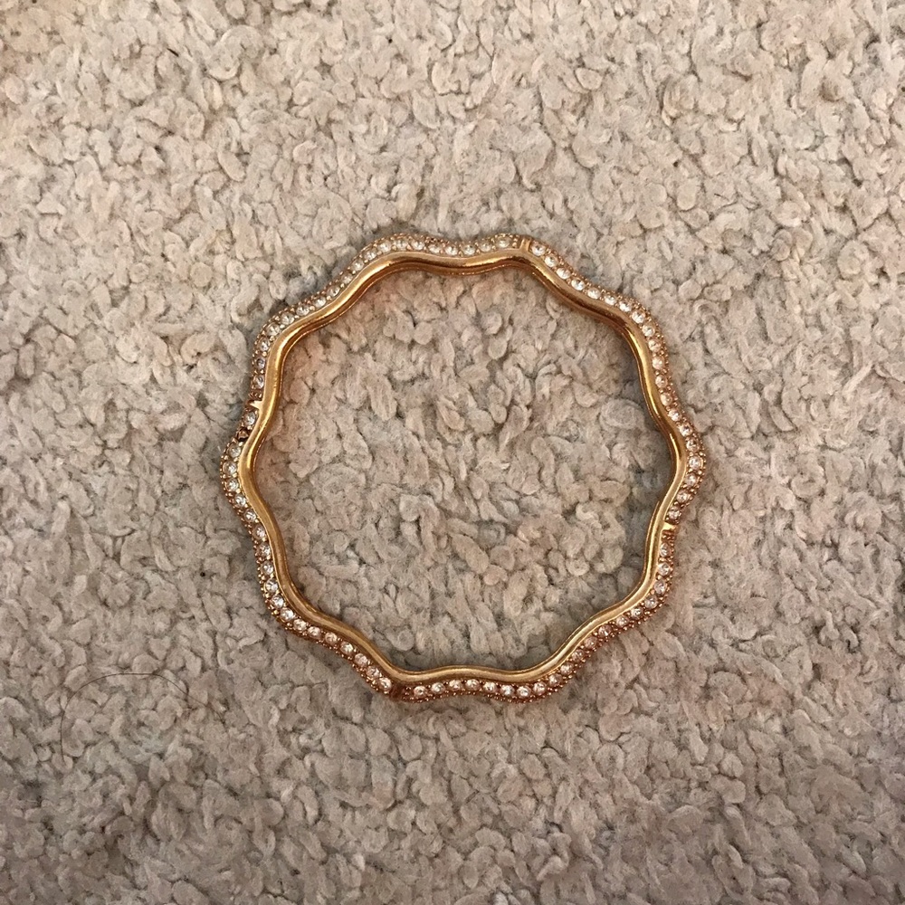 Gold scalloped bracelet with crystal studs